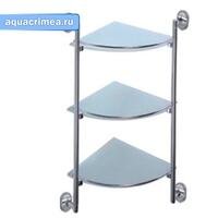 Полка стеклянная 3-ярусная угловая,хром  S-007073-3